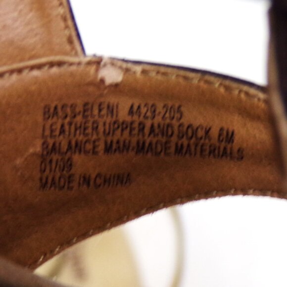 BASS CUSHION STEP size 6M ELENI brown/tan wedge-heel sandals leather uppers - Picture 12 of 16